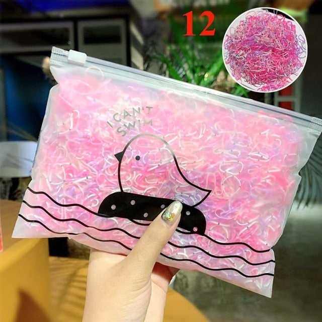 1000pcs/Pack Girls Colorful Hair Rope Small Disposable Rubber Bands Ponytail Holder Elastic Hair Bands Fashion Hair Accessories