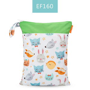 Happy Flute 1PC Reusable Waterproof Fashion Prints Wet Dry Diaper Bag Double Pocket Cloth Handle Wetbags 30*40CM Wholesale