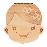 Girls and Boys Babies Multi Language Wooden Deciduous Baby Teeth Box 12.5*11.5cm Baby Teeth Collection Box Baby Souvenirs