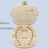 Girls and Boys Babies Multi Language Wooden Deciduous Baby Teeth Box 12.5*11.5cm Baby Teeth Collection Box Baby Souvenirs