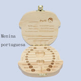 Girls and Boys Babies Multi Language Wooden Deciduous Baby Teeth Box 12.5*11.5cm Baby Teeth Collection Box Baby Souvenirs