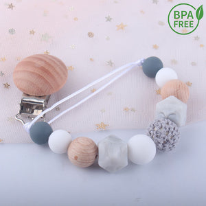 Pacifier Clip Baby Silicone Teething Beads Paci Holder Soothie Clips Teether Toy Chewbeads Baby Birthday Shower Gift