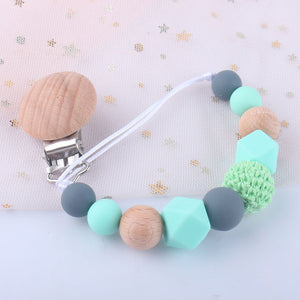 Pacifier Clip Baby Silicone Teething Beads Paci Holder Soothie Clips Teether Toy Chewbeads Baby Birthday Shower Gift