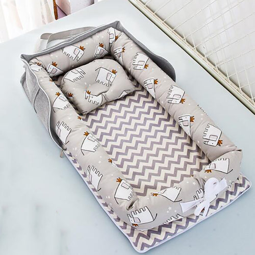 Baby Crib Portable Crib  Foldable  Newborn Sleeping Bed Cushion Cotton Nest Baby Bedding Basket Bumpers YHM030