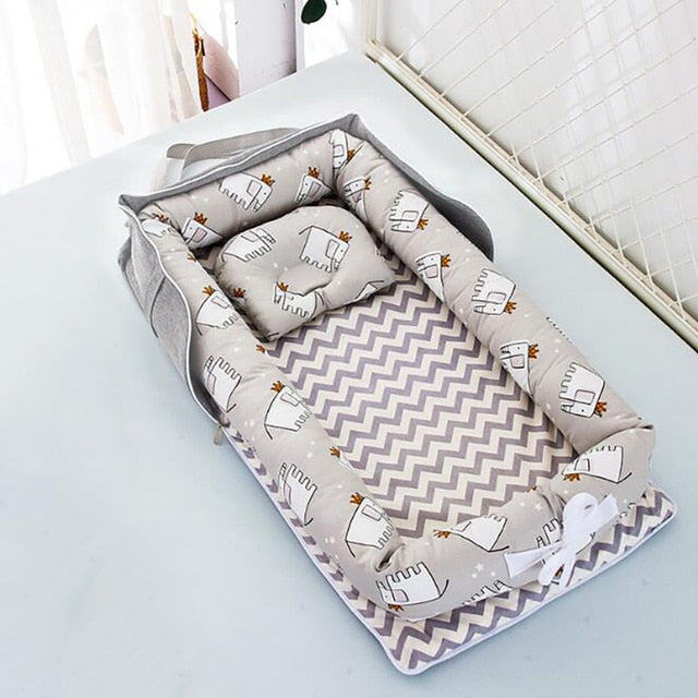 Baby Crib Portable Crib  Foldable  Newborn Sleeping Bed Cushion Cotton Nest Baby Bedding Basket Bumpers YHM030