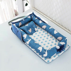 Baby Crib Portable Crib  Foldable  Newborn Sleeping Bed Cushion Cotton Nest Baby Bedding Basket Bumpers YHM030