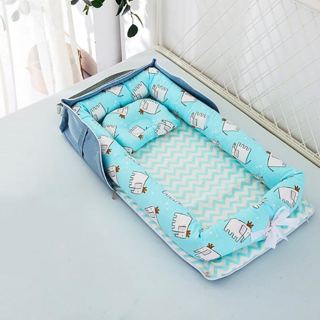 Baby Crib Portable Crib  Foldable  Newborn Sleeping Bed Cushion Cotton Nest Baby Bedding Basket Bumpers YHM030