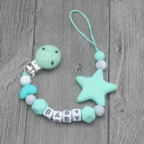 XCQGH Personalized Name Handmade Pacifier Clips Holder Chain Silicone Pacifier Chains Five Star Baby Teether Teething Chain