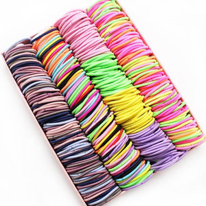 New 100PCS/Lot Girls Candy Colors Nylon 3CM Rubber Bands Children Safe Elastic Hair Bands Ponytail Holder Kids Hair Accessories