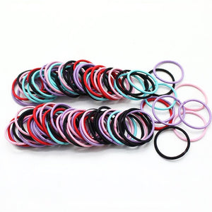 New 100PCS/Lot Girls Candy Colors Nylon 3CM Rubber Bands Children Safe Elastic Hair Bands Ponytail Holder Kids Hair Accessories