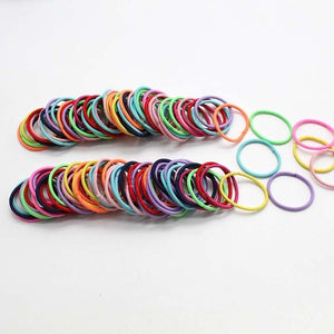 New 100PCS/Lot Girls Candy Colors Nylon 3CM Rubber Bands Children Safe Elastic Hair Bands Ponytail Holder Kids Hair Accessories