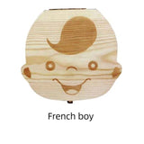 Baby Tooth Box Spanish/English/Dutch/Russian/French /Italian Wooden Milk Teeth Organizer Storage Boys Girls Baby Souvenirs Gift