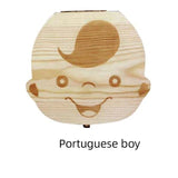 Baby Tooth Box Spanish/English/Dutch/Russian/French /Italian Wooden Milk Teeth Organizer Storage Boys Girls Baby Souvenirs Gift