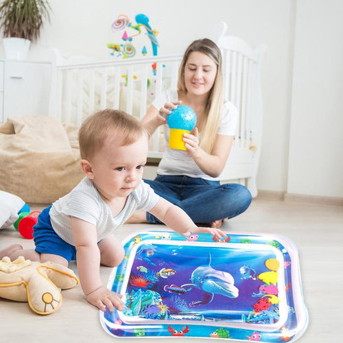 Baby Kids Summer Water Play Mat Inflatable Infant Tummy Time Playmat Toddler for Baby Fun Activity Play Pool Cushion Baby Toys