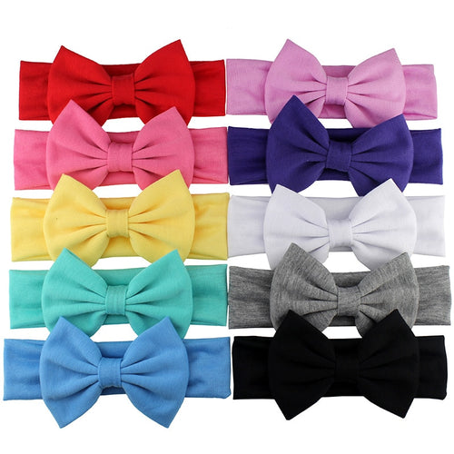 2020 New Cotton Elastic Newborn Baby Girls Solid Color Headband Bowknot Hair Band Children Infant Headband bandeau bebe