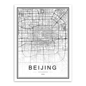 Black White Custom World City Map Paris London New York Posters Nordic Living Room Wall Art Pictures Home Decor Canvas Paintings