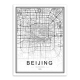 Black White Custom World City Map Paris London New York Posters Nordic Living Room Wall Art Pictures Home Decor Canvas Paintings