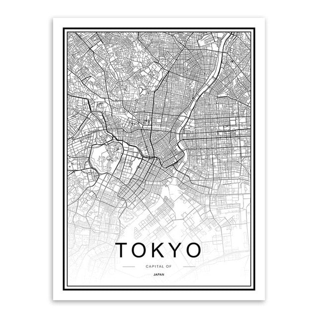 Black White Custom World City Map Paris London New York Posters Nordic Living Room Wall Art Pictures Home Decor Canvas Paintings