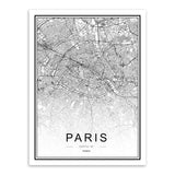 Black White Custom World City Map Paris London New York Posters Nordic Living Room Wall Art Pictures Home Decor Canvas Paintings