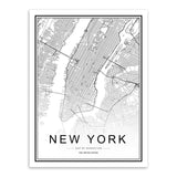 Black White Custom World City Map Paris London New York Posters Nordic Living Room Wall Art Pictures Home Decor Canvas Paintings