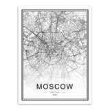 Black White Custom World City Map Paris London New York Posters Nordic Living Room Wall Art Pictures Home Decor Canvas Paintings