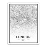 Black White Custom World City Map Paris London New York Posters Nordic Living Room Wall Art Pictures Home Decor Canvas Paintings