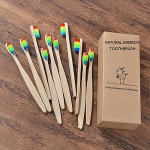 New design mixed color bamboo toothbrush Eco Friendly wooden Tooth Brush Soft bristle Tip Charcoal adults oral care toothbrush